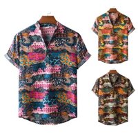 Áo Sơ Mi Cotton Lanh Cổ Bẻ Dáng Rộng In Họa Tiết Thổ Cẩm Kiểu Vintage Thời Trang Cho Nam