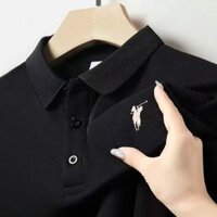 Áo Sơ Mi Cotton POLO Cho Nam Thêu Tay Ngắn Công Sở Áo Thun Thường Ngày Kích Thước Lớn