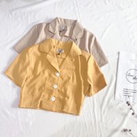 Áo Sơ Mi Croptop công sở nữ vàng