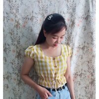 Áo sơ mi Croptop rút eo cá tính