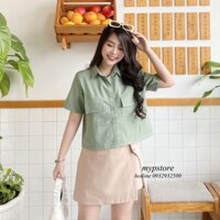 Áo sơ mi croptop túi nắp mypstore