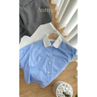 Áo sơ mi croptop và chân váy phong cách Hàn Quốc