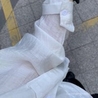 Áo sơ mi dài tay chống nắng loại mỏng màu trắng phong cách Hàn Quốc Áo sơ mi phong cách lười rộng rãi mùa xuân hè cho nữ áo khoác thường ngày Áo NDWI