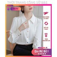Áo sơ mi dài tay cúc nút ngọc chất vải lụa Hàn quốc