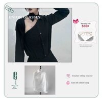 Áo sơ mi dài tay cutout xếp li ngực cá tính áo sơ mi nữ thiết kế Minami Vogue