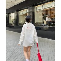 Áo sơ mi dài tay form BIGSIZE thêu chữ sau lưng peonyb -Thun nữ bigsize kiểu dáng basic hotgirl phong cách đường phố
