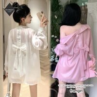 Áo sơ mi dài tay màu trơn mùa hè thiết kế dáng rộng màu trắng áo sơ mi dài tay cổ điển