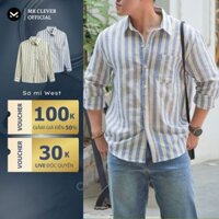 Áo Sơ Mi Dài tay nam kẻ sọc West MK CLEVER Chất Đũi thô mềm , thoáng mát, chống nhăn, form rộng hằng ngày