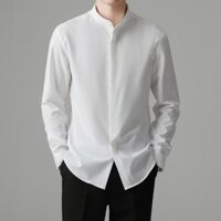 Áo Sơ Mi Dài Tay Nam M-3XL Mới Phong Cách Trung Hoa Ánh Sáng Trưởng Thành Phong Cách Nam Xuân Thu Phiên Bản Hàn Quốc Slim-fit Không Sắt Ice Silk Áo Sơ Mi Dài Tay