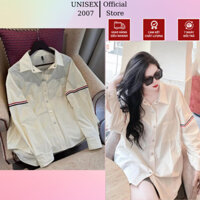 Áo Sơ Mi Dài Tay Nam Nữ Màu Be Vải Cotton Lụa Mềm Mịn Thoáng Mát Cao Cấp Mẫu Hot Năm 2024