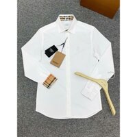 Áo sơ mi dài tay Nam Nữ Burberry Trắng logo TB thêu ngực kẻ sọc cổ tay LA on web