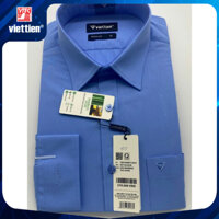 Áo sơ mi dài tay Việt Tiến màu xanh có size lớn 1R6766 - Regular vạt bầu