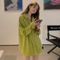 áo sơ mi dáng giấu quần xanh cốm