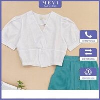 ÁO SƠ MI DÁNG NGẮN CỔ CHỮ V CHẤT LIỆU LINEN - A1078 Mái Em