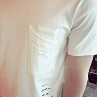 Áo Sơ Mi Đáy Áo Thun Rách Nam 2025 Thời Trang Hợp Thời Trang Mùa Hè Nguyên Chất Cotton Rỗng Thiết Kế Thường Ngày Nửa Tay