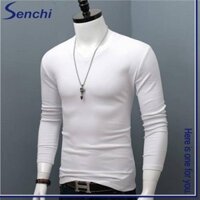 Áo sơ mi đáy dài tay cổ chữ V PaulWeekend dành cho nam cỡ lớn Slim Fit Màu trơn đơn giản