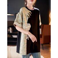 Áo Sơ Mi Đáy Phong Cách Trung Hoa Mùa Hè 2025 Mới Phong Cách Trung Hoa✨Top 25.3.18 Áo thun dài vừa phải khâu khóa ngắn tay thông thường dành cho nữ XTXY