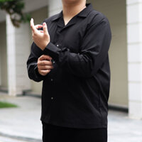 Áo sơ mi đen dài tay cổ vest bigsize dành cho nam - BS COUTURE