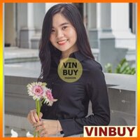 Áo sơ mi đen nữ tay dài công sở chất vải mềm mịn thấm mồ hôi tốt vải cotton lụa không nhăn