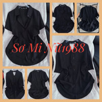 ÁO SƠ MI ĐEN NỮ TAY NGẮN có BIGSIZE ĐẾN 95KG