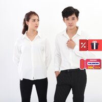Áo sơ mi đen trắng DÀI TAY form rộng vải lụa thoáng mát unisex - Áo sơ mi nam nữ đẹp Hàn Quốc năm 2020  | Valu Store