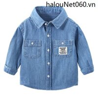 Áo Sơ Mi Denim Cotton Nguyên Chất Phong Cách Hàn Quốc Thời Trang Xuân Thu Hàng Mới Dành Cho Bé Trai 9929