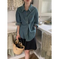 Áo Sơ Mi Denim Dài Tay Cổ polo Đơn Giản 61738