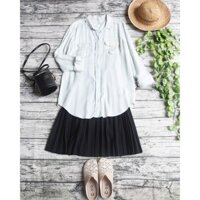 ÁO SƠ MI DENIM DÁNG DÀI VẠT HIGHLOW