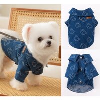Áo Sơ Mi denim In Hình Gấu Hoạt Hình Dễ Thương Cho Thú Cưng