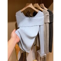 Áo sơ mi dệt kim một vai Slim-Fit cao cấp mùa thu đông Pure Desire Blue Long @ -