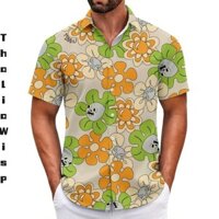 Áo Sơ Mi Đi Biển Nam Mùa Hè In Hoa Phong Cách Thường Ngày