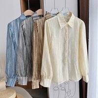 Áo Sơ Mi Đính Đá Cổ Đức MINZ STORE Mã 2220, Thiết Kế Dài Tay Phong Cách Công Sở