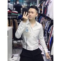 Áo sơ mi đính hoa 3D