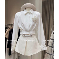 Áo sơ mi đính hoa croptop #HT255 [AN TÂY STORE68]