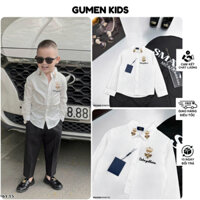 Áo Sơ Mi Dolce Bé Trai Thêu Hoạ Tiết Ông Cực Đẹp - Áo Sơ Mi Trắng Dài Tay Thêu Chữ Logo