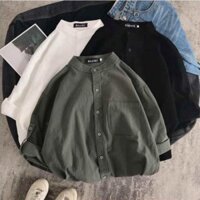 Áo Sơ Mi Đũi Cổ Tàu Form Rộng Chất Đẹp Siêu Hot🍁 Sơ mi unisex nam nữ đều mặc được