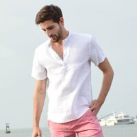 Áo Sơ Mi Đũi Cổ Tàu Phong Cách Hàn Quốc tay ngắn trẻ trung thời trang ARCTIC HUNTER AH02 - XL