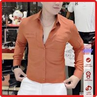Áo sơ mi đũi dài tay nam, áo sơ mi form slim thêu túi mềm mát thấm hút tốt không nhăn xù cao cấp Zen ASMD04