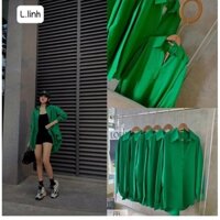 Áo sơ mi đũi màu xanh lá