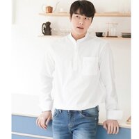 Áo sơ mi đũi nam from rộng cổ bổ trụ dài tay, form suông rộng trẻ trung.