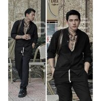 Áo Sơ Mi Đũi Nam Tay Dài Cổ Tàu (Bigsize Tới 130kg)-40101