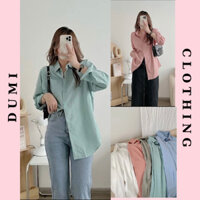 Áo Sơ Mi Đũi Nữ Dài Tay from Rộng Ulzzang , Áo Sơ Mi Dài Tay Basic Thời Trang Công Sơ Học Sinh Dumi Clothing