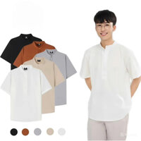 Áo Sơ Mi Đũi Xước Ngắn Tay Nam Nữ Cổ Tàu, Áo Sơ Mi Đũi Form Unisex Phong Cách Hàn Quốc