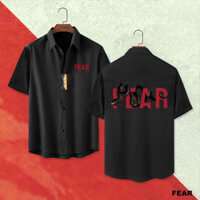 áo sơ mi FEAR CỔ ĐỨNG Tay Lỡ Thời Trang Unisex Vải Lụa Chéo