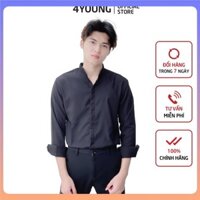 Áo Sơ Mi Form Rộng Phong Cách Hàn Quốc Cổ Trụ Dài Tay Tà Lượn Giấu Cúc , Chất Liệu Kate Lụa Thoáng Mát Mềm Mịn