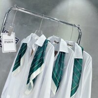 áo sơ mi form suông dài tay kèm khăn lụa công sở không nhăn nhàu mặc đi làm, Áo sơ mi nữ trắng đi học