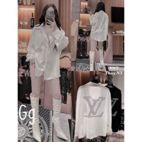 Áo sơ mi from rộng ép đá chữ hiêu eo vì to sau lưng cực hot , chất voan mềm mịn