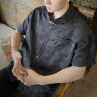 Áo Sơ Mi Gấm Thêu Hoạ Tiết Bufter Cúc Thiết Kế Thời Thượng SHANGHAI