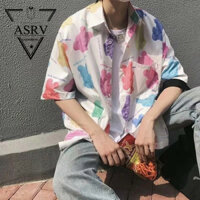 Áo Sơ Mi Gấu ASRV Nam Mùa Hè Rời Hợp Thời Trang Áo Sơ Mi Tay Ngắn Thiết Kế Sense Niche Phong Cách Hồng Kông Hàng Đầu