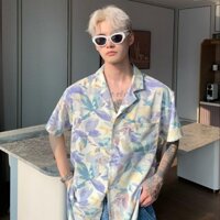 Áo Sơ Mi Hanlu Tay Ngắn Nhật Bản Cổ Cuba Áo Sơ Mi Tie-Dye Đi Biển Phong Cách Kỳ Nghỉ Hàng Đầu